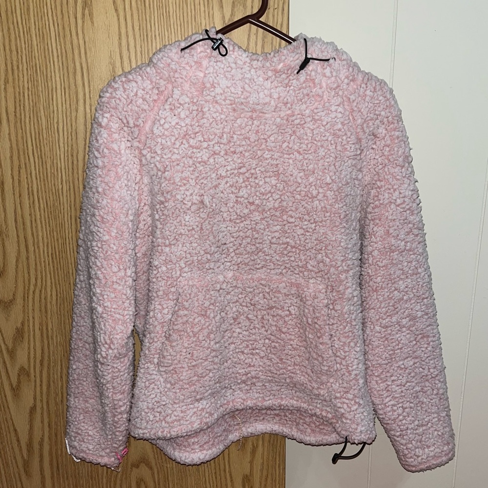 PINK Victoria's Secret Soft Pink Sherpa Jacket With Hood and Pockets